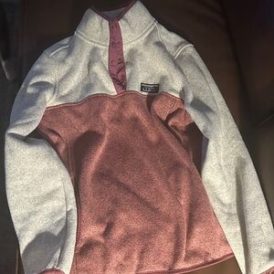 L.L. Bean Women's Cowl Neck Sweater - Gray and Burgundy